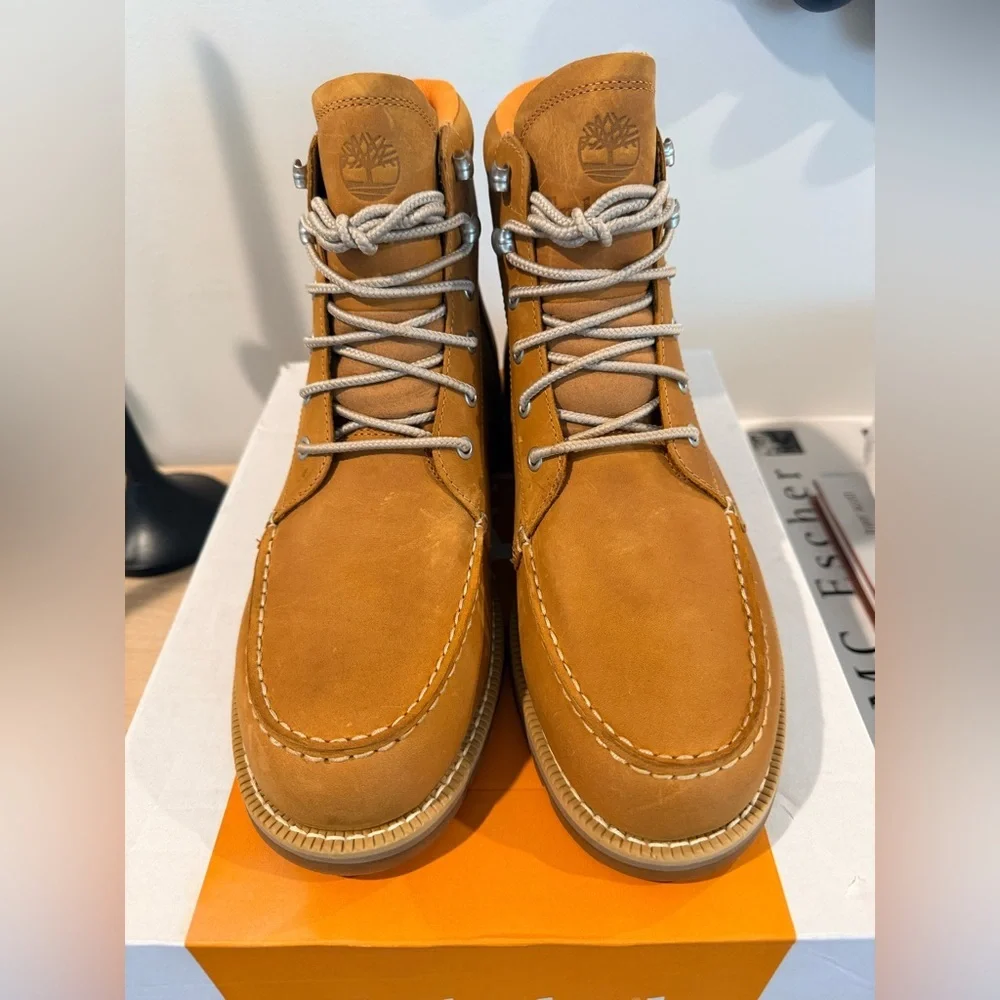 Timberland Waterproof Boots Wheat Full Grain Leather Size 10 NIB - Picture 2 of 6